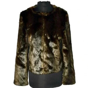 Express Faux Fur Brown Jacket Coat Size M